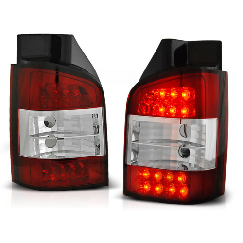 Pilotos Traseros LED con intermitente Blanco para Volkswagen Transporter T5 2003-2009 con Portón Trasero Abatible