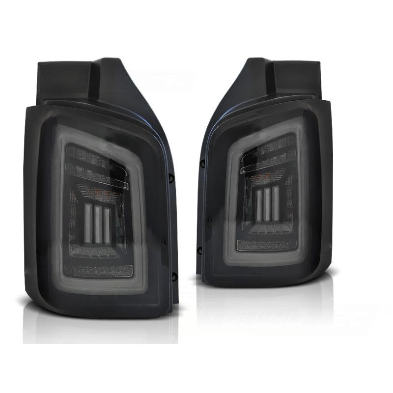 Pilotos Traseros LED Ahumados en Negro y Blanco para Volkswagen Transporter T5 2003-2015