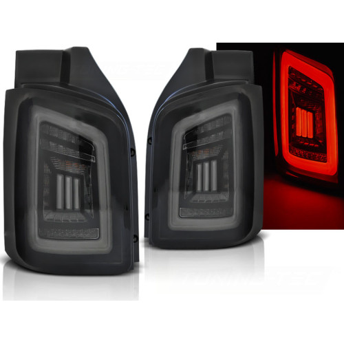 Pilotos Traseros LED Ahumados en Negro y Blanco para Volkswagen Transporter T5 2003-2015