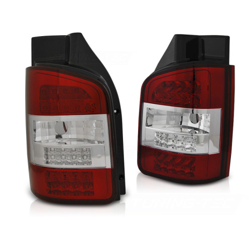 Pilotos Traseros LED Rojo/Blanco para VW Transporter T5 2003–2009 con Doble Puerta