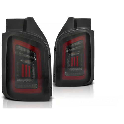 Pilotos Traseros LED Ahumados Negro y Rojo para VW Transporter T5 2003-2015 Porton abatible