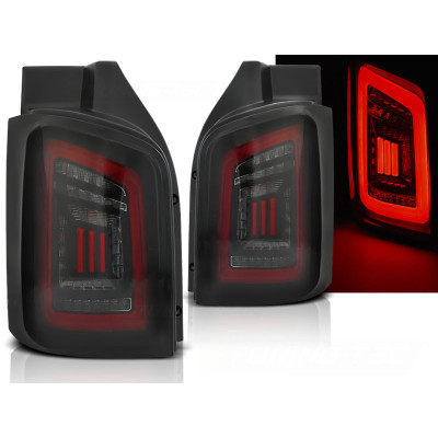 Pilotos Traseros LED Ahumados Negro y Rojo para VW Transporter T5 2003-2015 Porton abatible