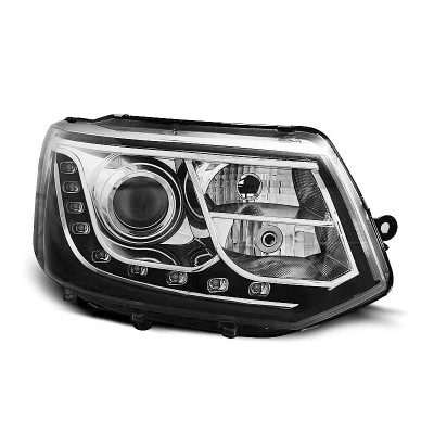 Faros Delanteros LED con Luz Diurna DRL Fondo Cromado para Volkswagen Transporter T5 2010–2015