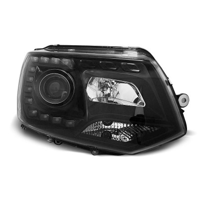 Faros Delanteros LED con Luz Diurna DRL Fondo Negro para Volkswagen Transporter T5 2010–2015