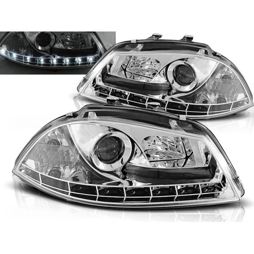 Faros con luz diurna Cromados para SEAT Ibiza 2002–2008