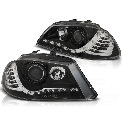 Faros con luz diurna negros para SEAT Ibiza 2002–2008
