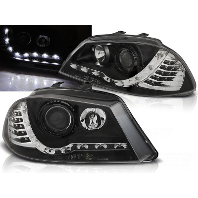 Faros con luz diurna negros para SEAT Ibiza 2002–2008