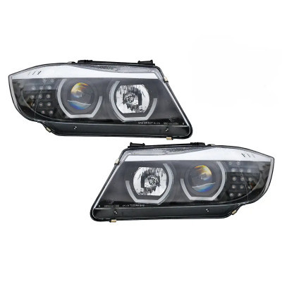 Faros BMW Serie 3 E90 E91 Ojos Angel LED 3D Fondo Negro