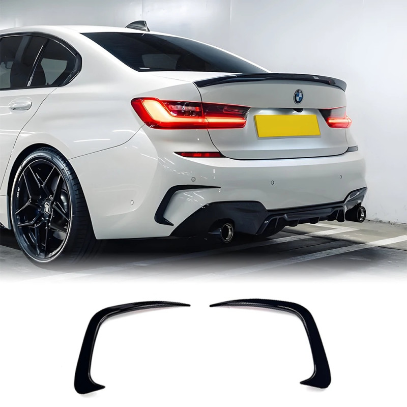 Aletines de paragolpes trasero BMW Serie 3 G20 Sedan Pack M Negro Brillo