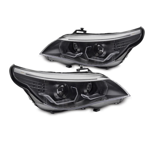 Faros delanteros BMW Serie 5 E60 E61 Angel Eyes Led Halo Fondo Negro
