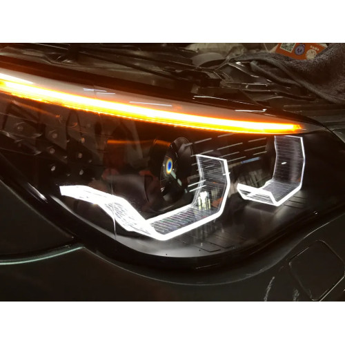 Faros delanteros BMW Serie 5 E60 E61 Angel Eyes Led Halo Fondo Negro