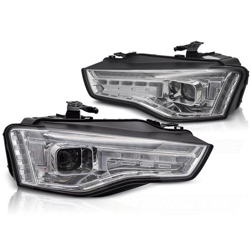 Faros Xenón LED Cromados Audi A5 2012-2016 con Intermitente Dinámicos