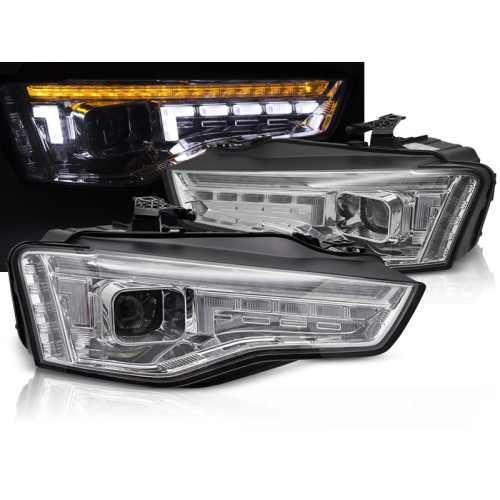 Faros Xenón LED Cromados Audi A5 2012-2016 con Intermitente Dinámicos