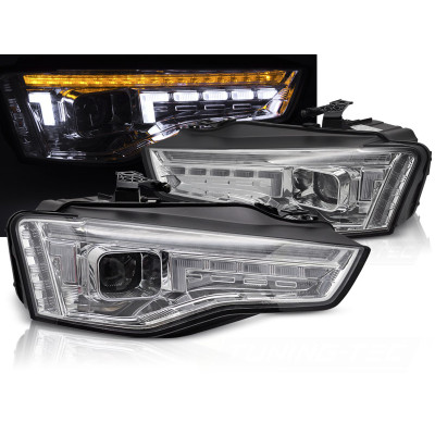Faros Xenón LED Cromados Audi A5 2012-2016 con Intermitente Dinámicos