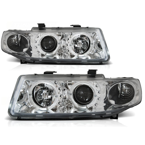Faros delanteros Angel Eyes para Seat León 1M1 cromados