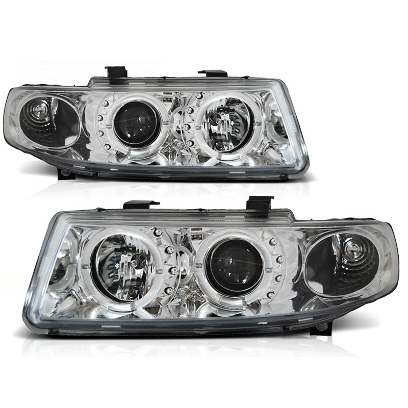Faros delanteros Angel Eyes para Seat León 1M1 cromados