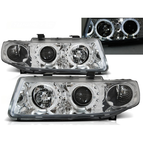 Faros delanteros Angel Eyes para Seat León 1M1 cromados