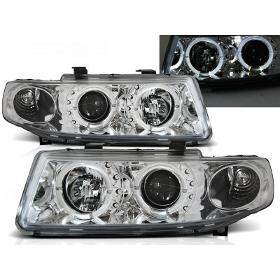 Faros delanteros Angel Eyes para Seat León 1M1 cromados