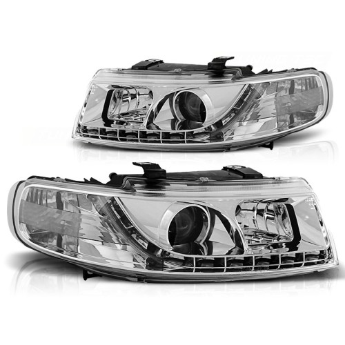 Faros delanteros con Luz Diurna Cromados para SEAT León / Toledo (1999-2005)