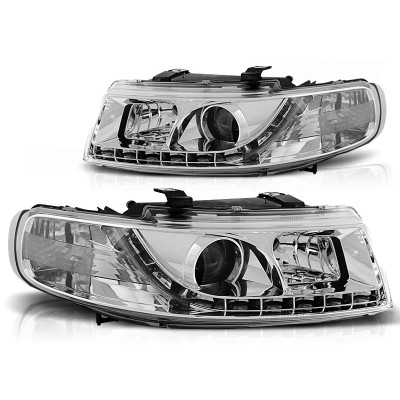 Faros delanteros con Luz Diurna Cromados para SEAT León / Toledo (1999-2005)