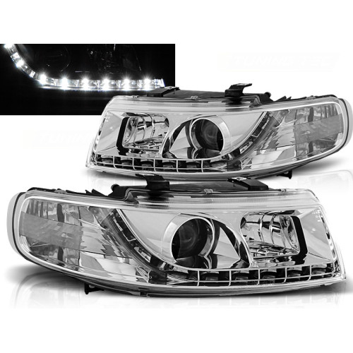 Faros delanteros con Luz Diurna Cromados para SEAT León / Toledo (1999-2005)