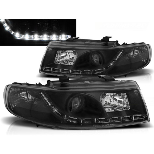 Faros delanteros con Luz Diurna Negros para SEAT León / Toledo (1999-2005)