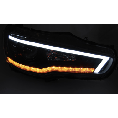 Faros Negros con Intermitente Dinámico para Mitsubishi Lancer VIII (2008–2016)