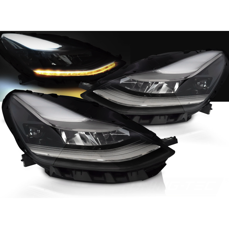 Faros LED Negros para Tesla Model 3 (2017–2023)