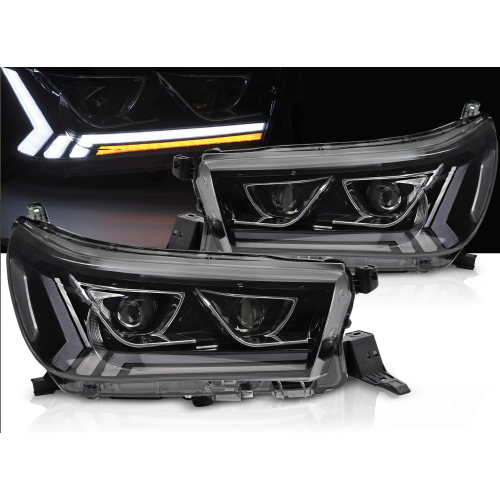 Faros Delanteros LED Negros para Toyota Hilux (2016–2020)