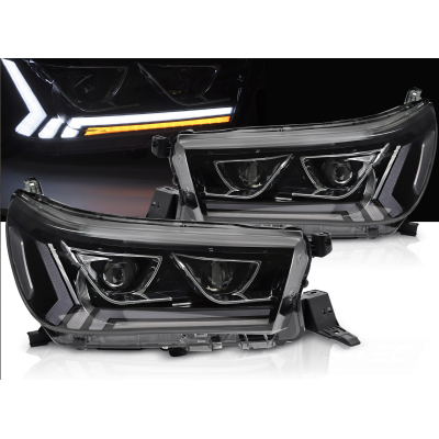 Faros Delanteros LED Negros para Toyota Hilux (2016–2020)