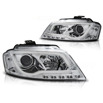 Faros delanteros Audi A3 8P 2008-2012 Led Tubelight Cromados