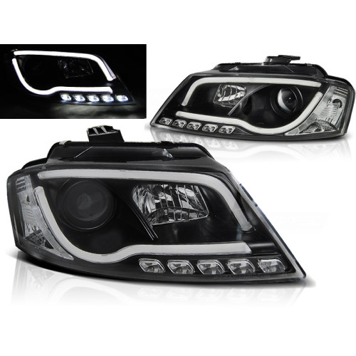 Faros delanteros Audi A3 8P 2008-2012 Led Tubelight Negros Faros delanteros Audi A3 8P 2008-2012 Led Tubelight Negros