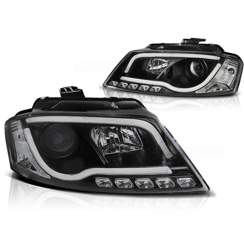 Faros delanteros Audi A3 8P 2008-2012 Led Tubelight Negros Faros delanteros Audi A3 8P 2008-2012 Led Tubelight Negros