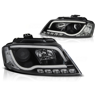 Faros delanteros Audi A3 8P 2008-2012 Led Tubelight Negros