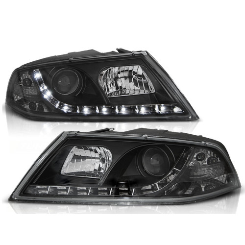 Faros delanteros Skoda Octavia 2 2004-2008 Negros con Luz Diurna