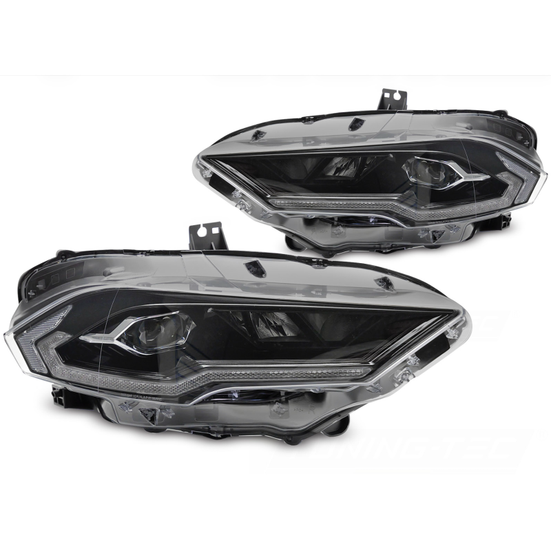 Faros Delanteros LED Negros para Ford Mustang 2018–2021