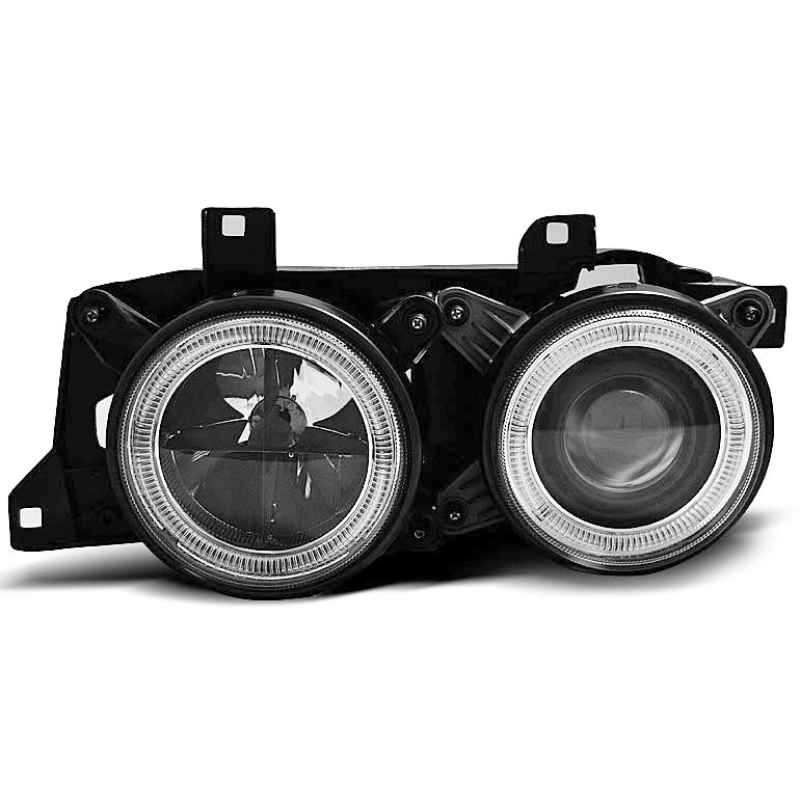 Faros delanteros Angel Eyes Negros para BMW Serie 7 E32 y BMW Serie 5 E34