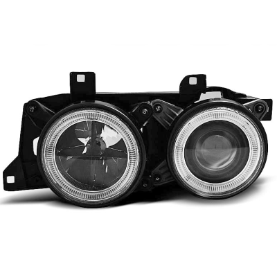 Faros delanteros Angel Eyes Negros para BMW Serie 7 E32 y BMW Serie 5 E34