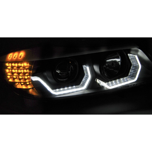 Faros Angel Eyes LED 3D BMW E90 E91 Fondo Negro