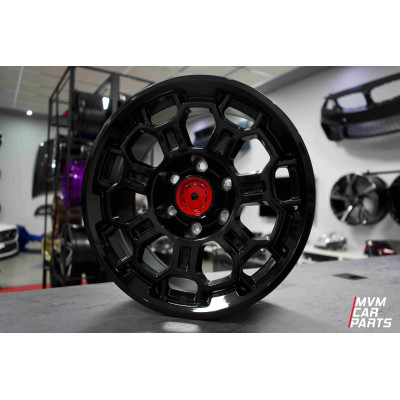 Juego de 4 Llantas 17 Toyota Hilux 6X139.7 TRD Off Road Black Red Cap T01