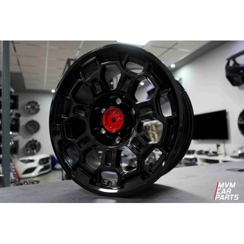 Juego de 4 Llantas 17 Toyota Hilux 6X139.7 TRD Off Road Black Red Cap T01