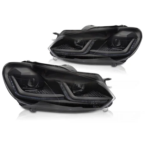 Faros delanteros Volkswagen Golf 6 MK6 Led Secuenciales Fondo Negro look 7.5