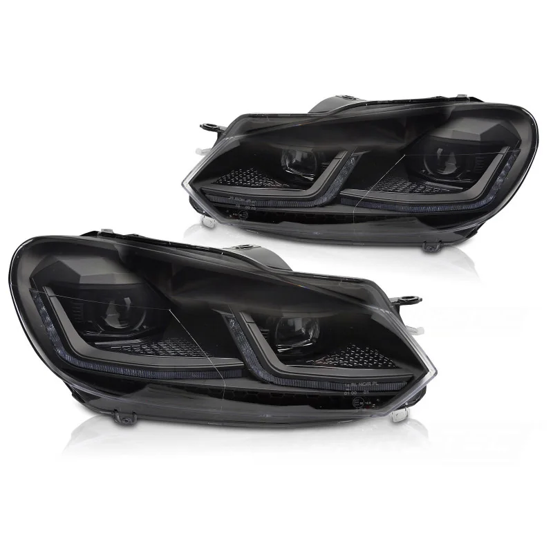 Faros delanteros Volkswagen Golf 6 MK6 Led Secuenciales Fondo Negro look 7.5