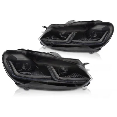 Faros delanteros Volkswagen Golf 6 MK6 Led Secuenciales Fondo Negro look 7.5