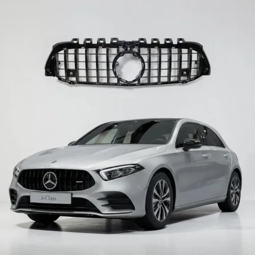 Rejilla parrilla para Mercedes Clase A W177 Look GT-R Panamericana Negra con Cámara
