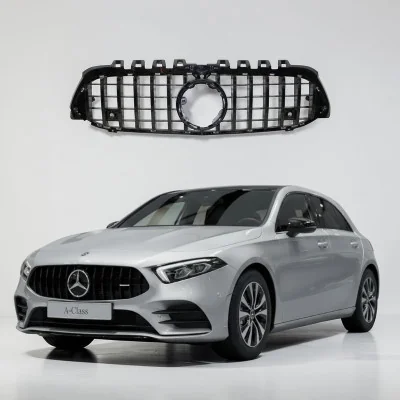 Rejilla parrilla para Mercedes Clase A W177 Look GT-R Panamericana Negra con Cámara