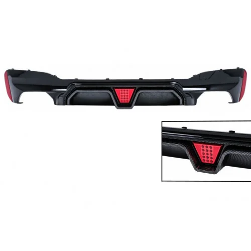 Difusor trasero look Carbono para BMW Serie 5 G30 G31 Look M5 CS con luz de Freno F1