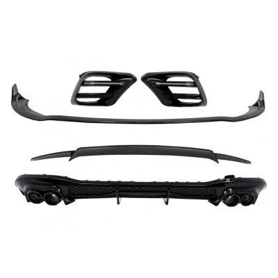 Kit Aerodinámico Mercedes Clase S W223 AMG Sport Line Difusor + Spoilers Negro Piano