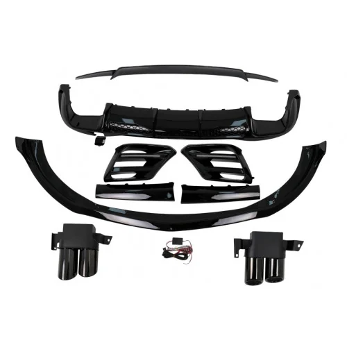 Kit Aerodinámico Mercedes Clase S W223 AMG Sport Line Difusor + Spoilers Negro Piano