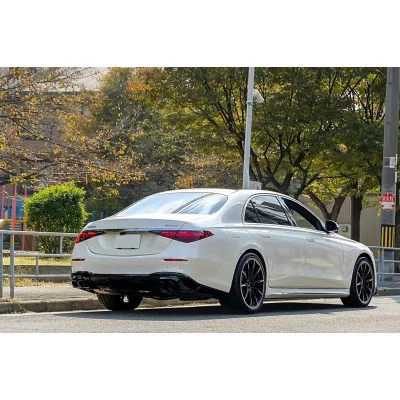 Kit Aerodinámico Mercedes Clase S W223 AMG Sport Line Difusor + Spoilers Negro Piano